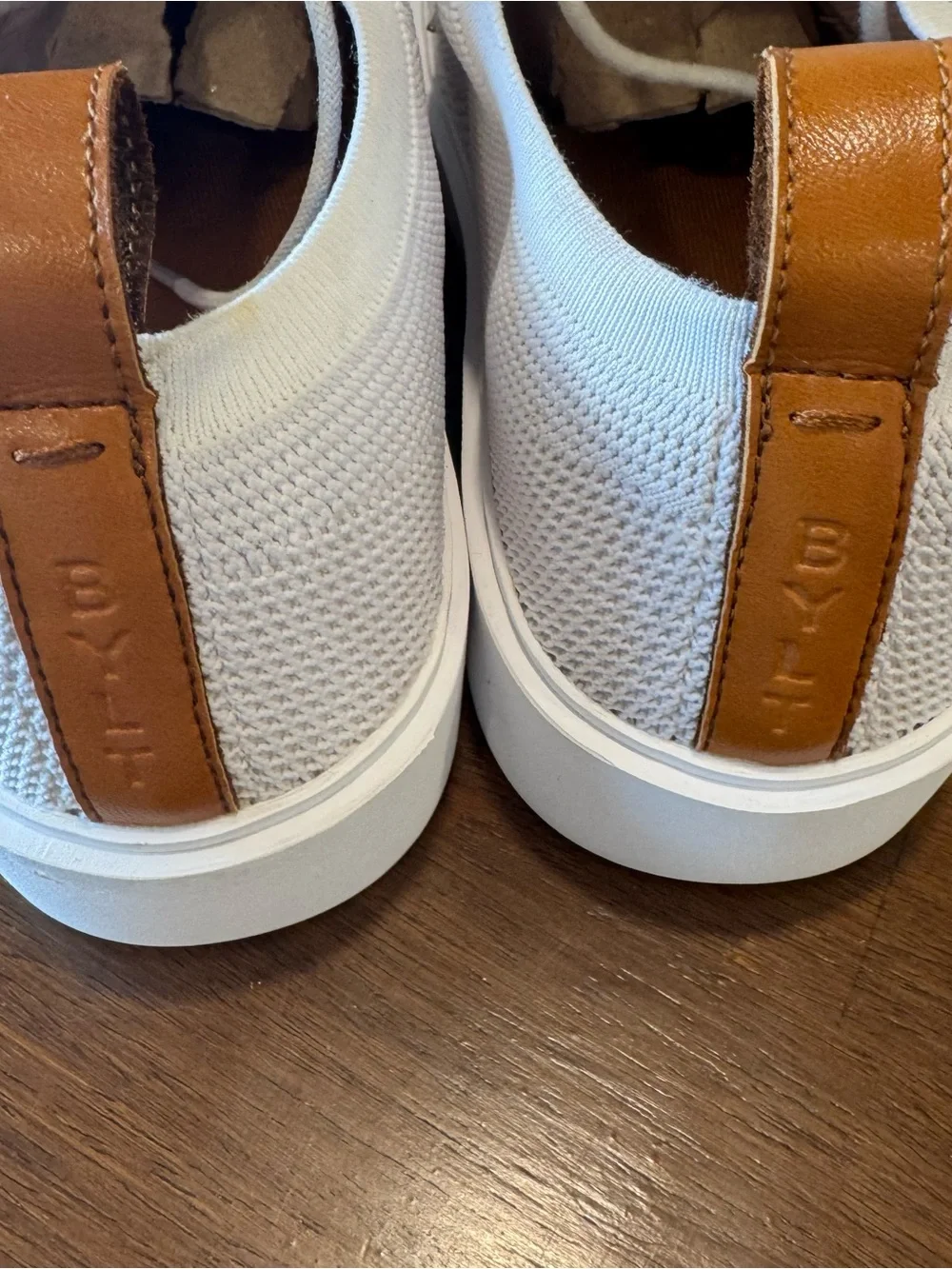 BYLT Lido Knit Shoes Sneakers Low Top Lace Up Comfort ALL White Mens SZ 12